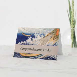 Cartão Barcos de Pesca do Oceano Hokusai Ondas