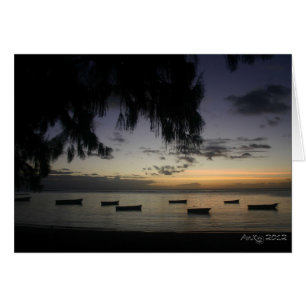 Cartão Barcos de pesca no por do sol