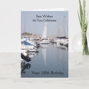 Cartão Barcos Em Uma Marina Personalizada No 100º Anivers