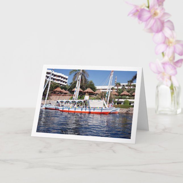 Cartão Barcos Feluca no Rio Nilo, Luxor (Orquídea)