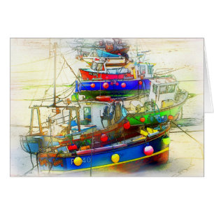 CARTÃO BARCOS NA RUA. IVES HARBOR