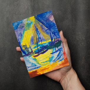 Cartão Barcos no Sol da Noite   Fritz Schaefler