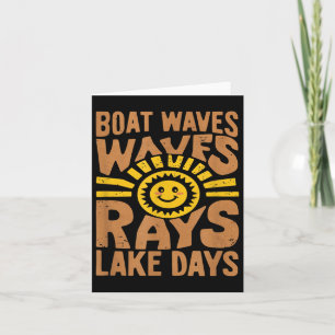 Cartão Barcos Ondam Sol Rays Lago Dias Engraçado Retro Ve