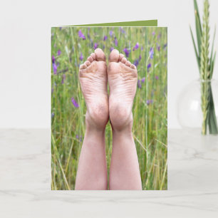 Cartão Bare Feet in wildflowers Birthday