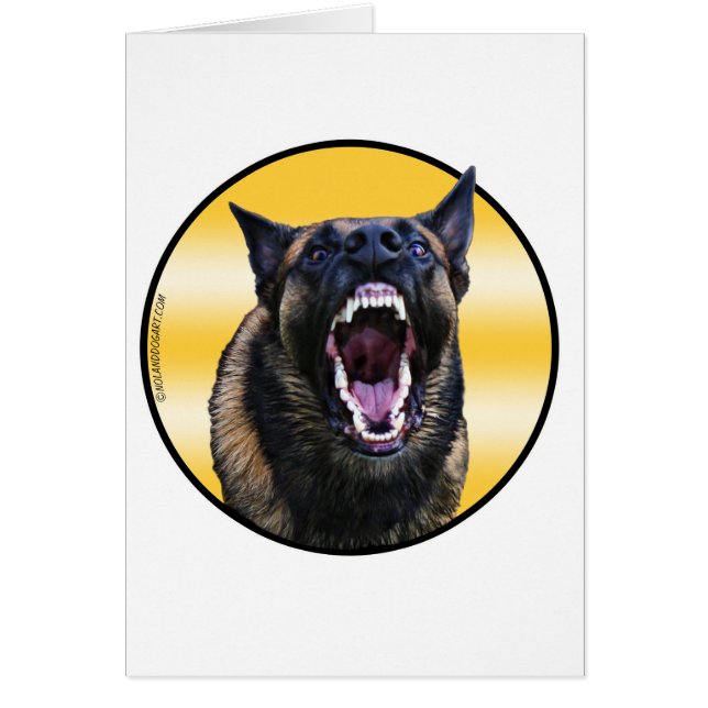 Cartão Barking belga Malinois "Maligator" (Frente)
