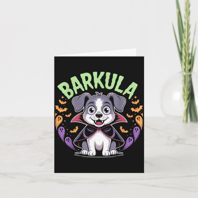 Cartão Barkula Cachorro Fofo Dia das Bruxas Vampiro (Frente)