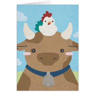 Cartão Barn Buddies - Vaca e Pintinho