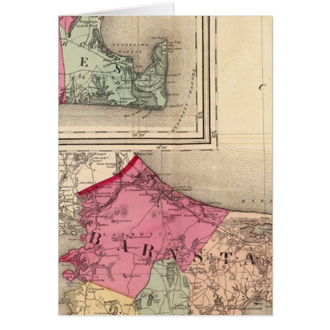 Cartão Barnstable, Duques, condados Nantucket (Frente)