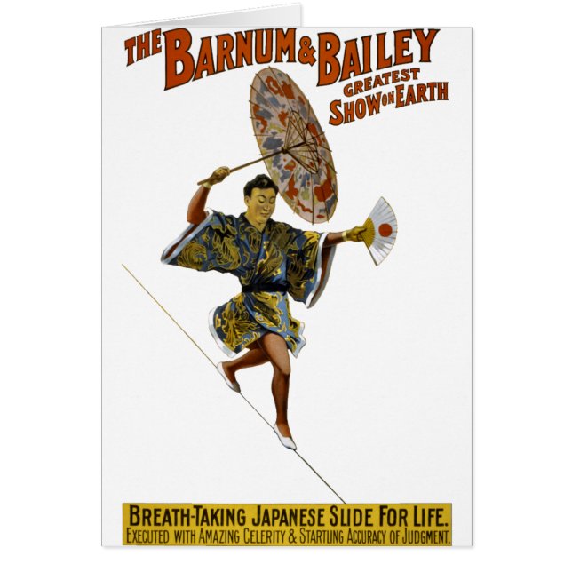 Cartão Barnum e Bailey: Caminhante japonês da (Frente)