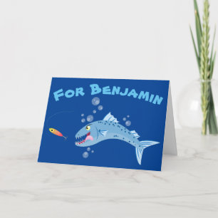 Cartão Barracuda hungry fishing cartoon illustration