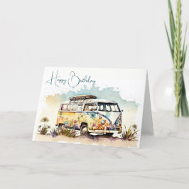 Cartão Barramento De Aquarela Retroativa Com Flores