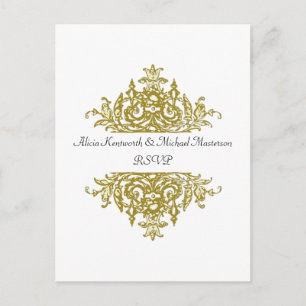 Cartão barroco branco e Dourado de RSVP