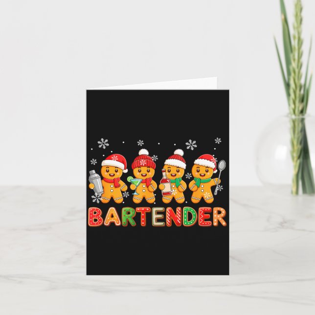 Cartão Bartender Job Group Santa Gingerbreads Xmas Cookie (Frente)