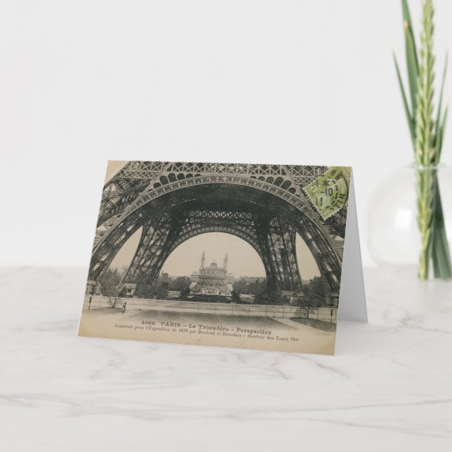 Cartão Base da Torre Eiffel Preta e Branca (Frente)