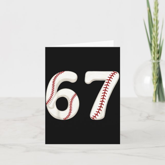 Cartão Baseball 67 Number Funny Six Seven Gen Alpha Meme  (Frente)