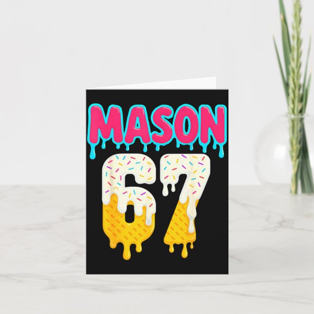 Cartão Baseball 6 7 Ice Cream Drip Number 67 Funny Six Se (Frente)