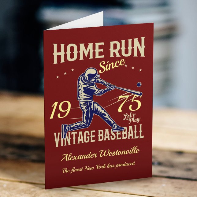 Cartão Baseball Adicione Seu Nome Ano Diversão Vermelha E (Criador carregado)