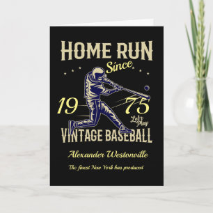 Cartão Baseball Adicione seu Nome Ano Mensagem Preto Aniv