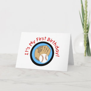 Cartão Baseball and Glove 1st Birthday Tshirts and Gifts