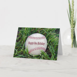 Cartão baseball de aniversário de 34 anos na grama