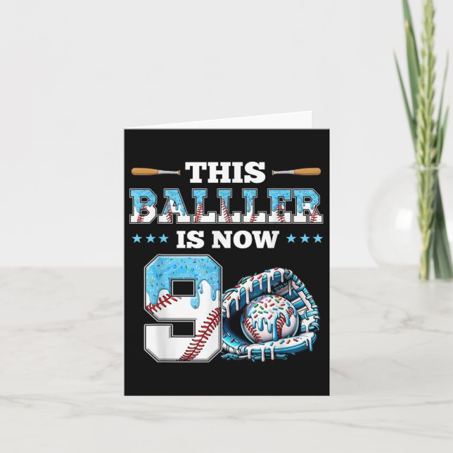 Cartão Baseball Drill 9º Festa de aniversário Boy Sport F (Frente)