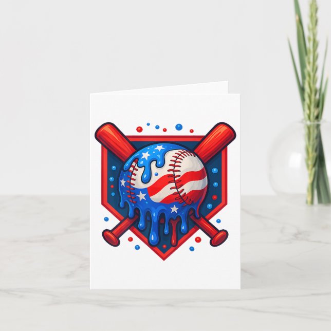 Cartão Baseball Drill Sorvete 4 De Julho Usa Flag (Frente)