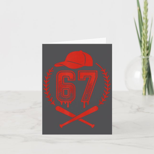 Cartão Baseball Drip Number 67 Player Or 67th Birthday  (Frente)