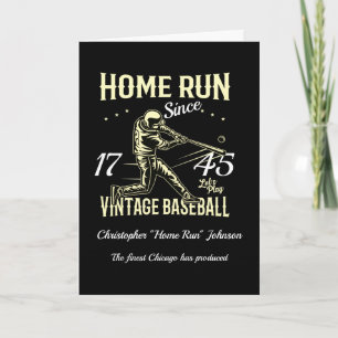 Cartão Baseball Home Run Retro Birthday