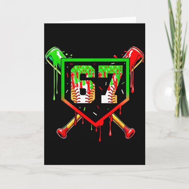 Cartão Baseball Ice Cream Drip Number 67 Player 6 7 Chris (Frente)