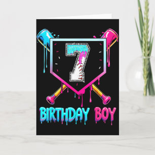 Cartão Baseball Menino Aniversário 7 Anos Sorvete Drip 7º
