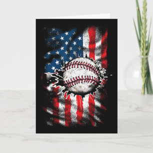 Cartão Basebol 4 de Julho EUA Bandeira Americana Homens M