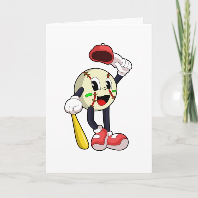 Cartão Basebol com taco de beisebol (Frente)