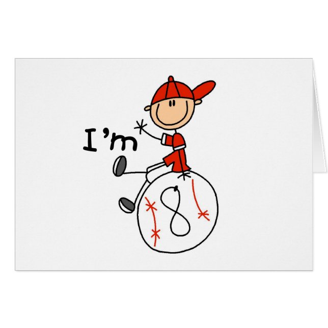 Cartão Basebol dos meninos eu sou 8 (Frente Horizontal)