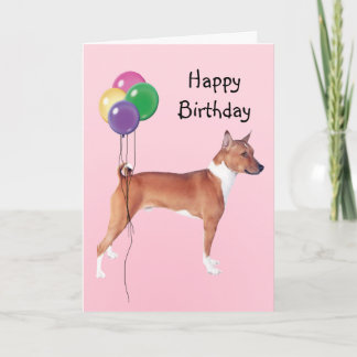 Cartão Basenji, balões do aniversário