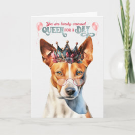 Cartão Basenji Dog Queen para o dia feliz aniversário