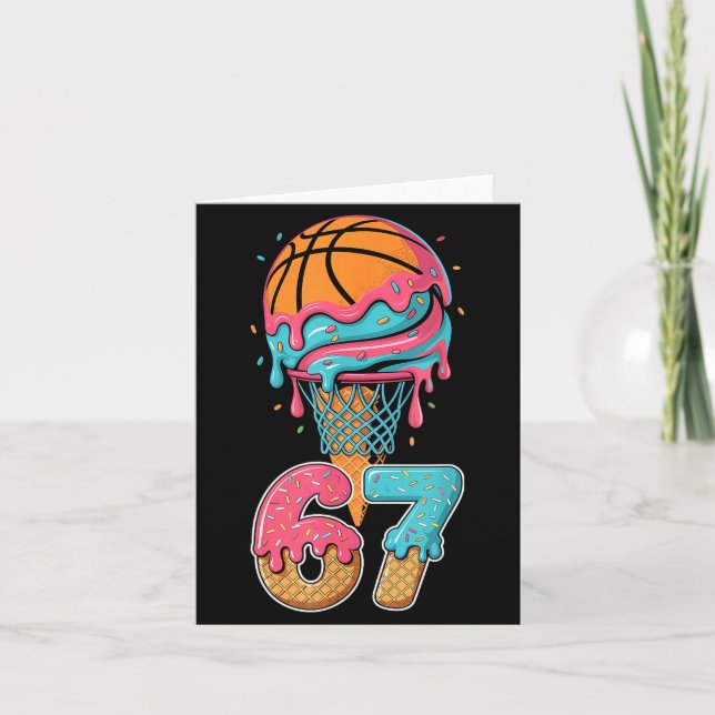 Cartão Basketball Drip Number 67 Player 67th Birthday Ice (Frente)