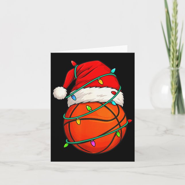 Cartão Basketball With Santa Hat Funny Christmas Xmas Gif (Frente)