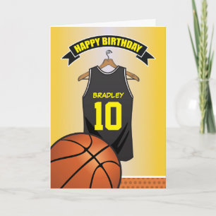 Cartão Basquete Black Yellow Jersey Birday