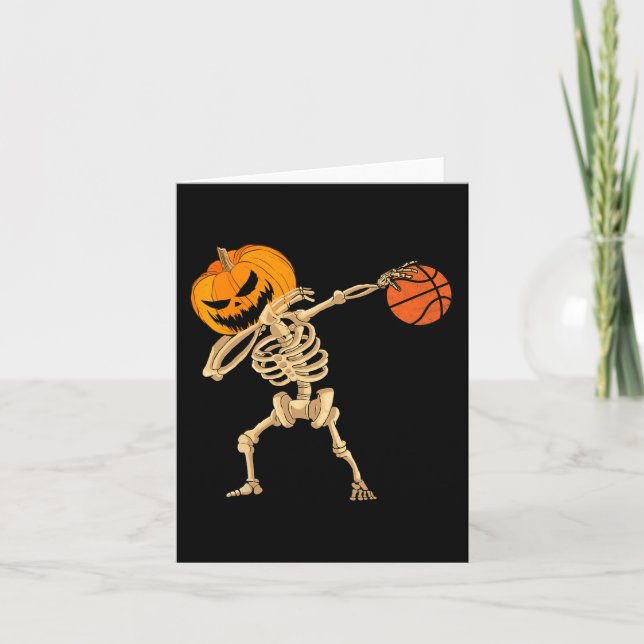 Cartão Basquete Dabbing Skeleton Men Boys Halloween Bas (Frente)