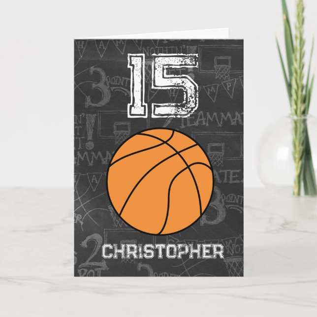 Cartão Basquete de Aniversário Personalizado para 15 (Frente)