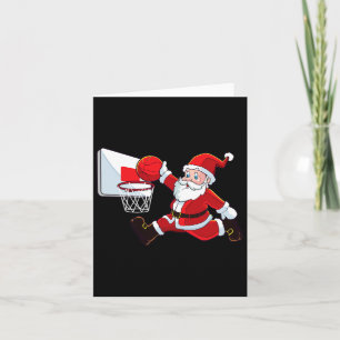 Cartão Basquete Natal Papai Noel Slam Dunk Boy