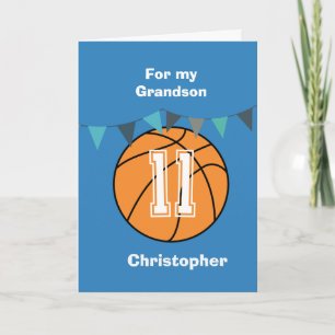 Cartão Basquete Personalizado Aniversário de 11 anos Neto