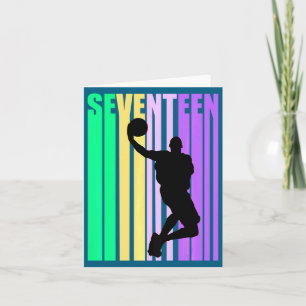 Cartão Basquetebol Aniversário de 17 anos Homem Pai Retro