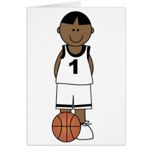 Cartão Basquetebol do menino do afro-americano