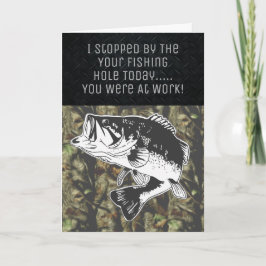 Cartão Bass Engraçado Camo de Pesca Aniversário de Homens