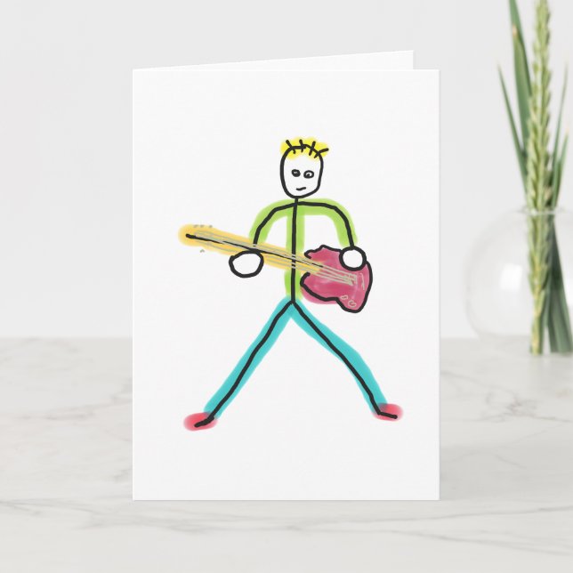 Cartão Bass Guitar Stickman (Frente)