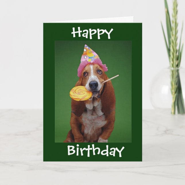 Cartão Basset Hound Birthday (Frente)