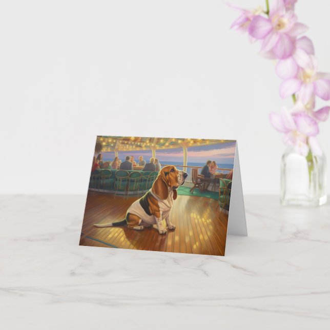 Cartão Basset Hound Christmas Cruise: Feriado Pawsome (Orquídea)