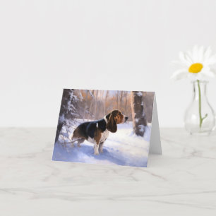 Cartão Basset Hound Deixe-O Neve Natal