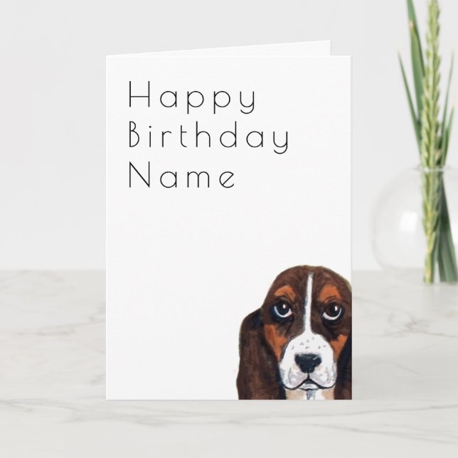 Cartão Basset Hound Dog Deco Birthday (Frente)